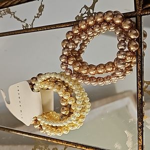 Bracelets stretchy pearls beige cream 3 brands to stack LOT428